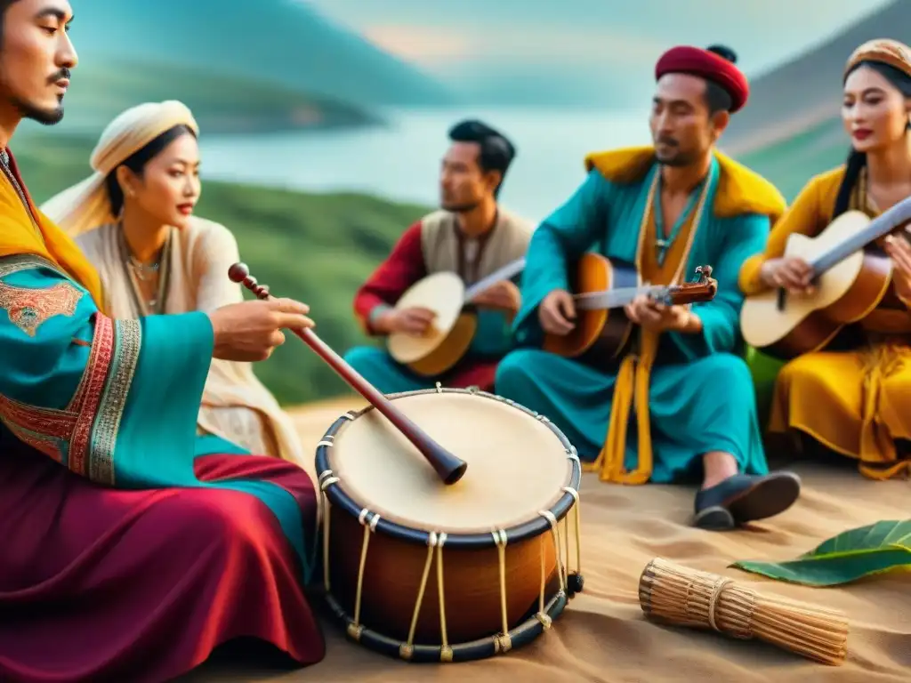 Melodías del Mundo en la Ruta de la Seda: Músicos Nómadas en 8k Un vibrante encuentro de músicos nómadas, fusionando estilos en la Ruta de la Seda