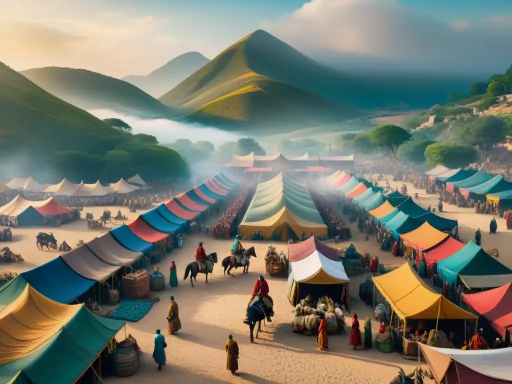 Un vibrante mercado donde alianzas nómadas y sedentarios negocian en medio de conflictos